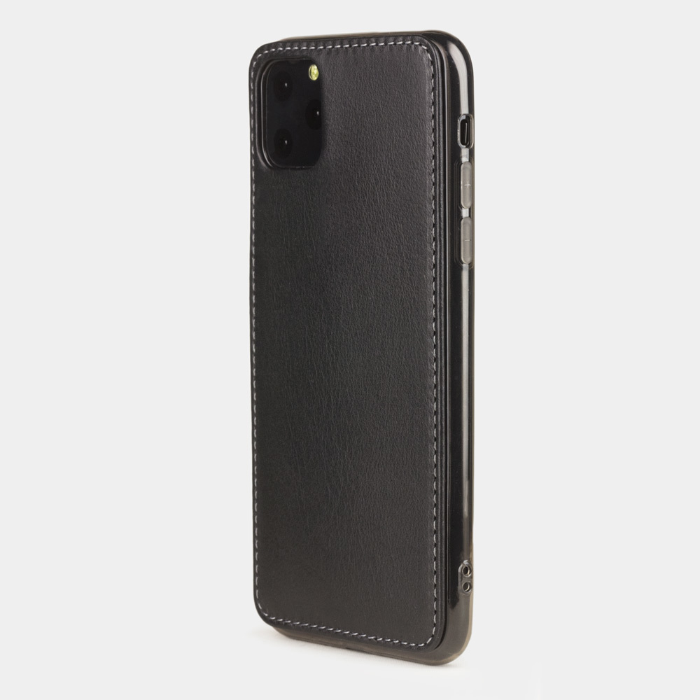 Чехол-накладка для iPhone 11 Pro Max из натуральной кожи теленка, черного цвета