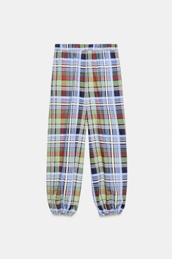 ZARA БРЮКИ-БАГГИ В КЛЕТКУ — ZW COLLECTION, РАЗНОЦВЕТНЫЙ