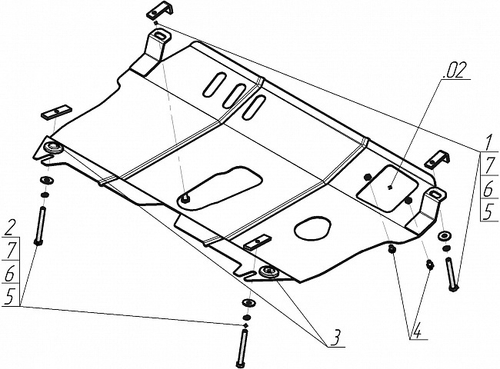 Защита картера двигателя, КПП, масляного фильтра (2 мм, сталь) для Toyota Venza 2008-2012 Motodor.02563