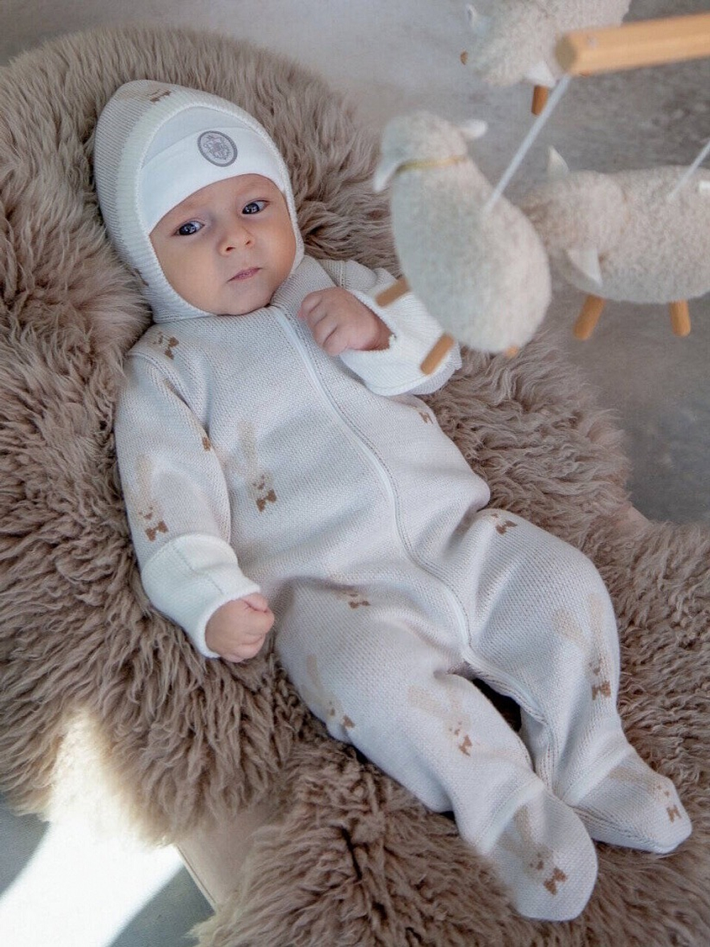 Комбинезон с капюшоном "Зайка", Экрю-бежевый