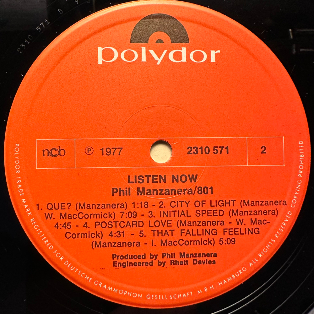 Phil Manzanera / 801 - Listen Now (Скандинавия 1977г.)