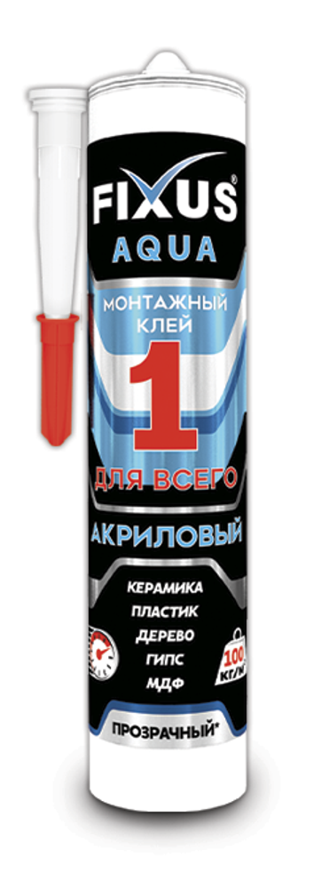 Клей монтажный Фиксус Аква-100 Прозрачный 290 мл