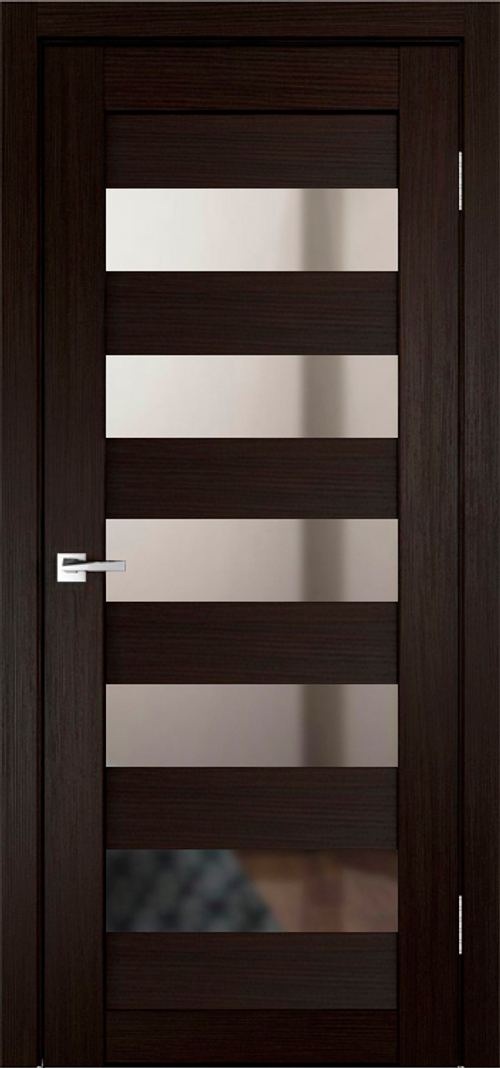 Межкомнатная дверь Велюкс 1 Ясень сноу / Цвет тон Венге / Зеркало / Двери Верда
