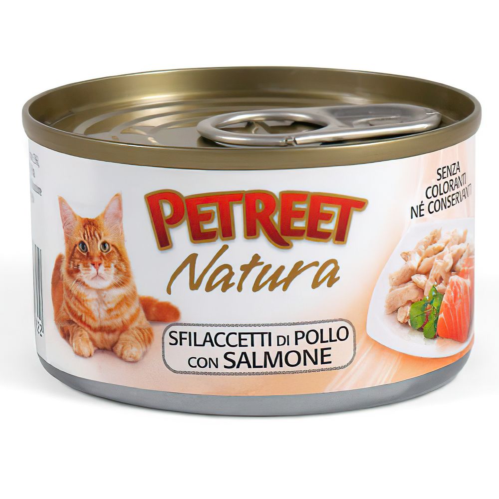Petreet консервы для кошек куриная грудка с лососем 70 г