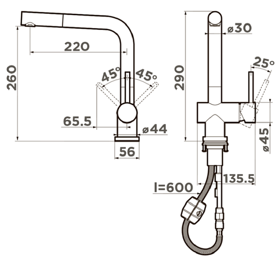 Смеситель OMOIKIRI Koriyama-SB-BN нерж.сталь/нержавеющая сталь (арт.4991006)