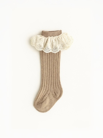 Гольфы с кружевом, Бежевый