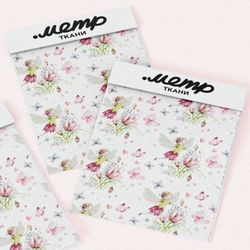 Ткань лен фея в цветочках