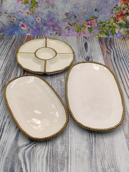 Блюдо фигурное глубокое 31х22х6,5 см. Бусины