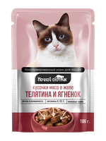 Паучи Ночной охотник для кошек телятина и ягненок в желе 100 г