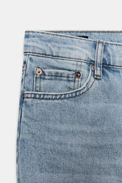ZARA УКОРОЧЕННЫЕ ДЖИНСЫ-КЛЕШ СО СРЕДНЕЙ ПОСАДКОЙ — ZW COLLECTION, ГОЛУБОЙ