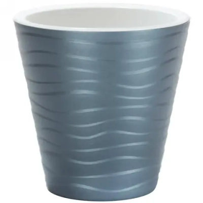 Кашпо для цветов пластиковое 2л d-15,5см «Валенсия» со вставкой антрацит