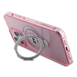 Чехол Karl Lagerfeld PC/TPU + Ring stand NFT Choupette Head для iPhone 15 Pro Hard Pink (MagSafe) (Розовый)