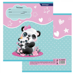 Тетрадь 12л., линия, Alingar, скрепка, блок офсет, 100% белизна, мелованный картон (стандарт), "Милая панда"