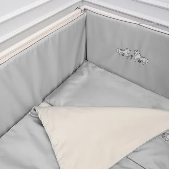 Комплект постельного белья Lollycottons Коники-сны 6 предметов, Серый