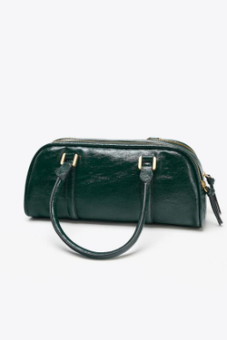 ZARA СУМКА-БОУЛИНГ С МОЛНИЯМИ, ЗЕЛЕНЫЙ
