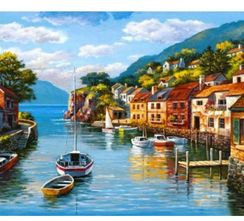 Алмазная вышивка "Лодочка на реке"