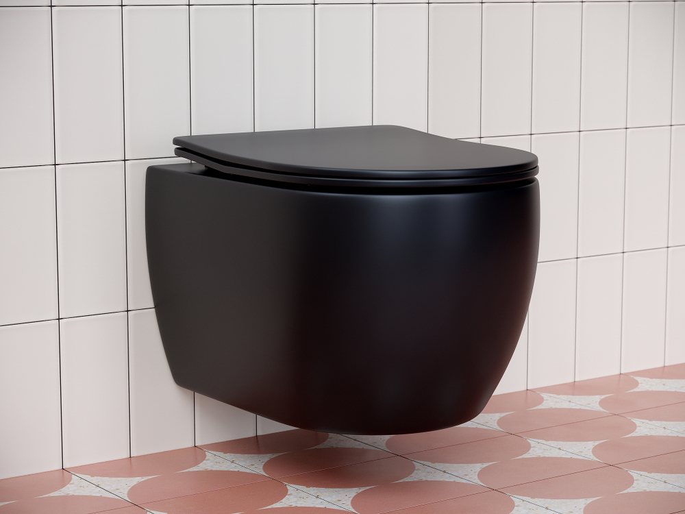 Комплект подвесной безободковый унитаз Ceramica Nova Play CN3001MB черный матовый с сиденьем микролифт + инсталляция Am.Pm ProC I012707