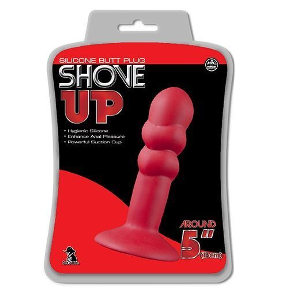 Красная анальная пробка SHOVE UP 5INCH SILICONE BUTT PLUG RED - 12,7 см. (Цвет: красный)