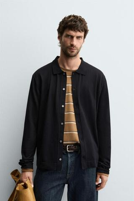 ZARA ЛЕГКИЙ ХЛОПКОВЫЙ КАРДИГАН, МОРСКОЙ ТЕМНО-СИНИЙ