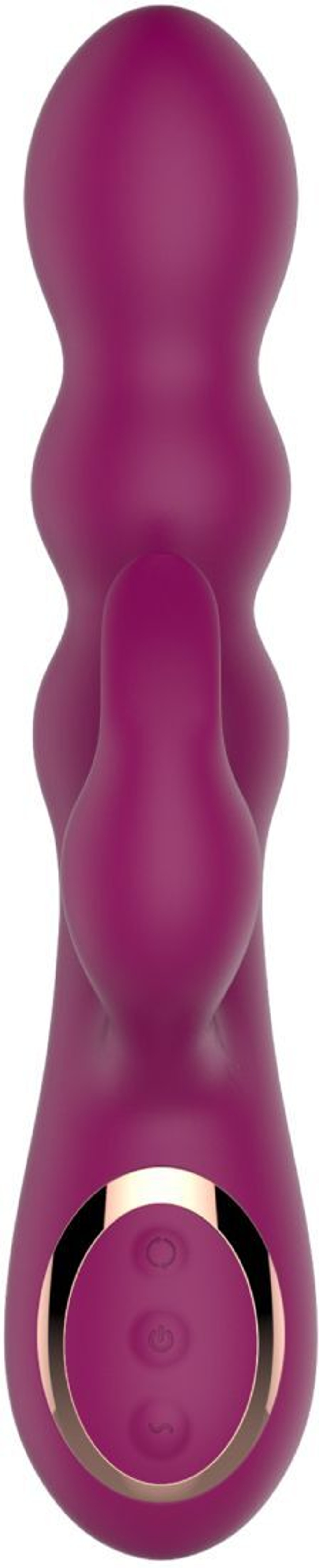 Сливовый вибратор-кролик AN Stamen с массажем бусинами - 22 см.