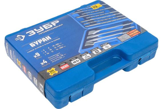 Набор зубил ЗУБР Профессионал БУРАН 13шт 250мм SDS-plus (29360-H13)