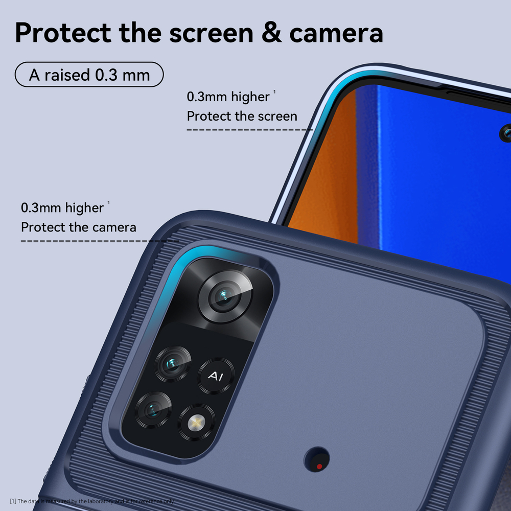 Чехол усиленный противоударный синего цвета для Xiaomi Poco M4 Pro 4G, мягкий отклик кнопок, серия Onyx от Caseport