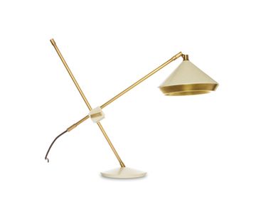 Bert Frank Shear Table Lamp White & Brass