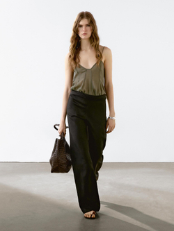 Massimo Dutti Брюки прямого кроя с поясом, черный