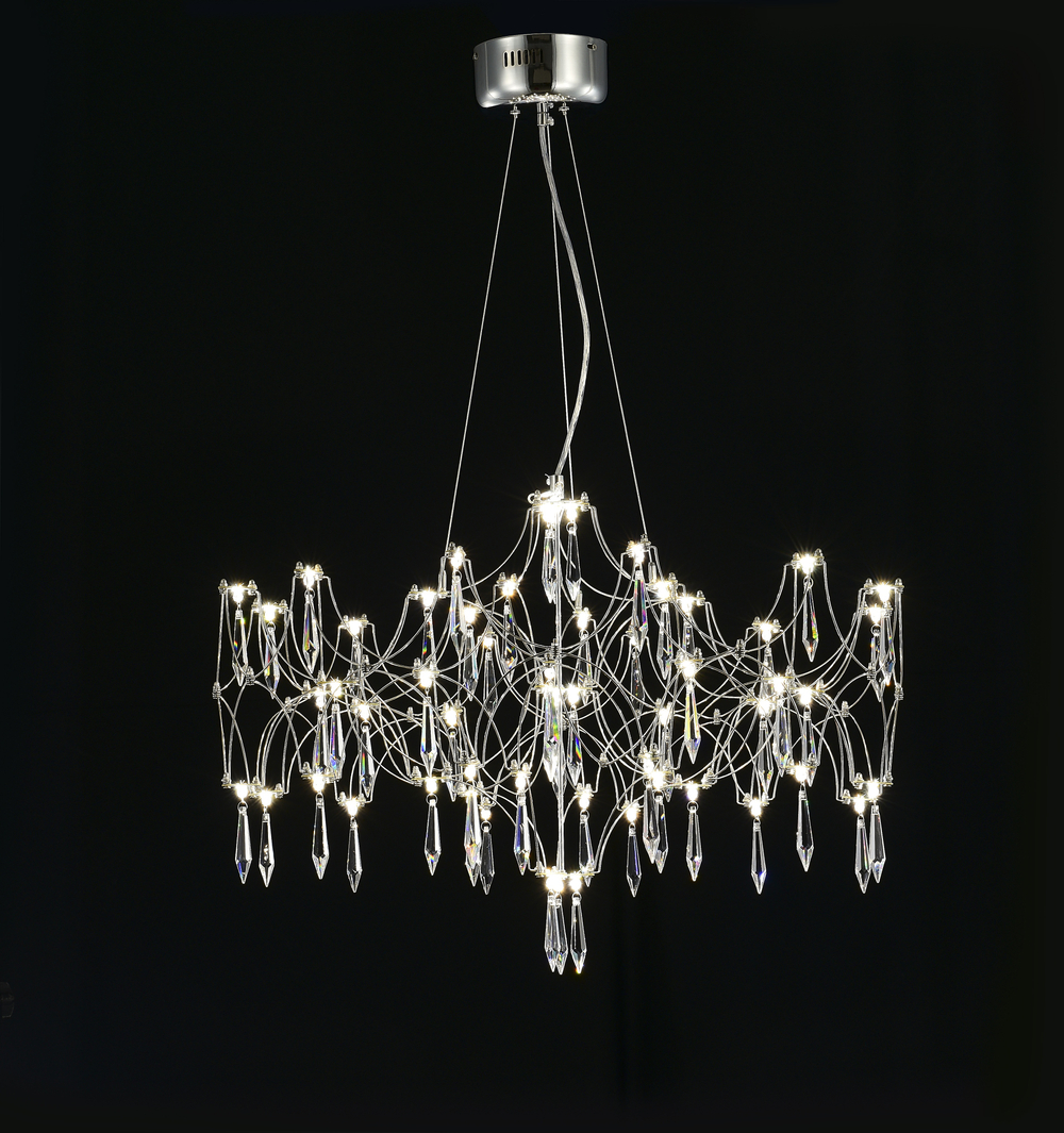 Подвесная люстра светодиодная с пультом и хрустальными подвесками Asfour MyFar Ileria MR2650-57P-76AP