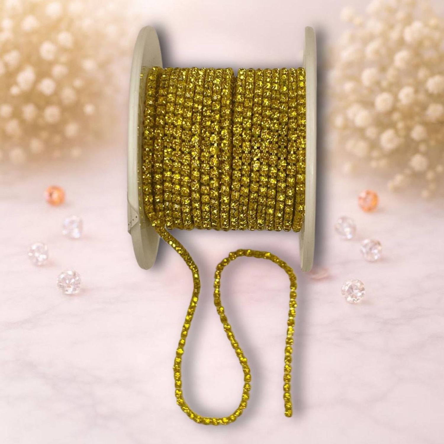 Стразовая лента 2мм цвет золото-желтый ( 1м)