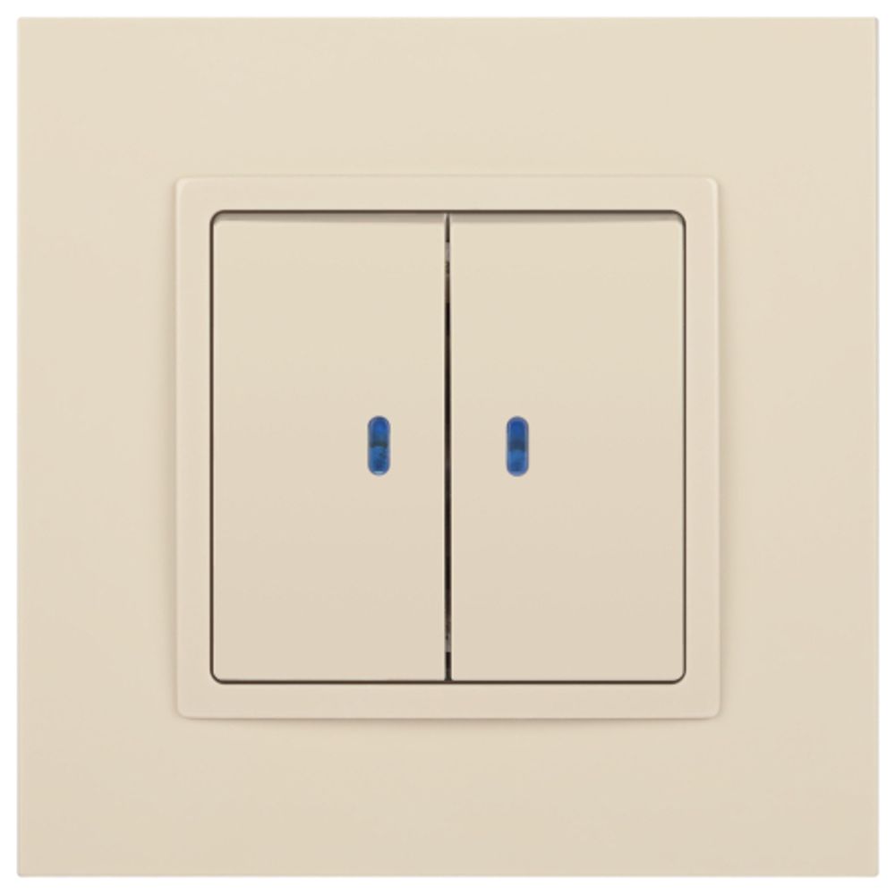 Выключатель ЭРА Elegance 14-1105-02 двойной с подсветкой 10АХ-250В IP20 слоновая кость