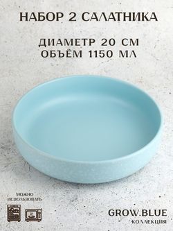 Набор из 2 шт салатник "Grow.Blue" d= 20см h=5,5 (керамика) (индивидуальная упаковка)