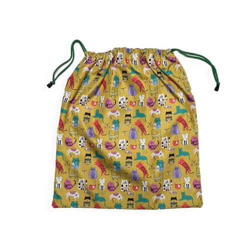 Мешок для хранения вещей "Котики", горчичный фон, на шнурке, 33х37 см