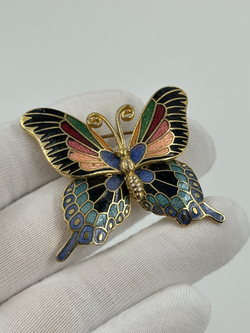 Брошь Бабочка в технике клуазоне