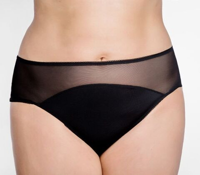 Трусики-слипы из микрофибры и полупрозрачной сетки (Размер: 4X) (Цвет: черный)