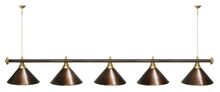 Лампа STARTBILLIARDS 5 пл. (плафоны антик медь,штанга коричневая,фурнитура золото)