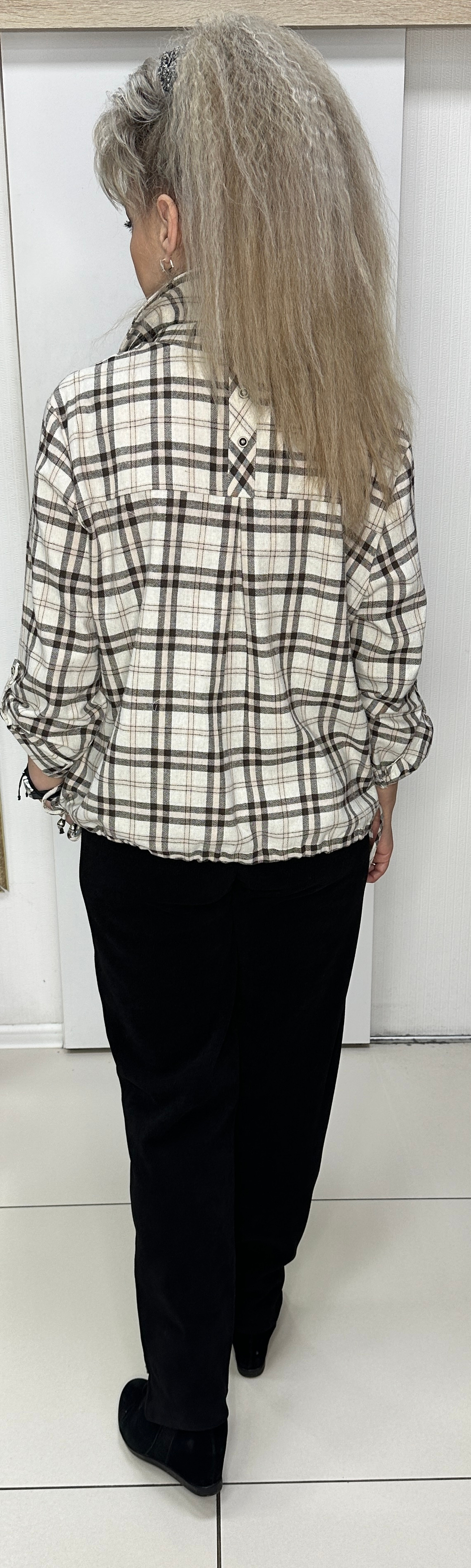 Рубашка в клетку с кулиской