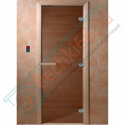 Дверь стеклянная для бани "Теплый день" бронза прозрачная, 1900х700 (DoorWood) в Кирове