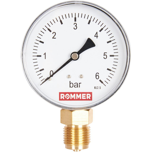 RIM-0010-800615 ROMMER Манометр радиальный. Корпус Dn 80 мм 1/2 , 0...6 бар, кл.2.5