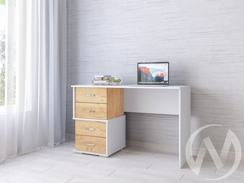 Стол письменный Сити-2 (белый/дуб крафт золотой)