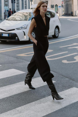 ZARA БРЮКИ-КЮЛОТЫ С ВЫСОКОЙ ПОСАДКОЙ, ЧЕРНЫЙ