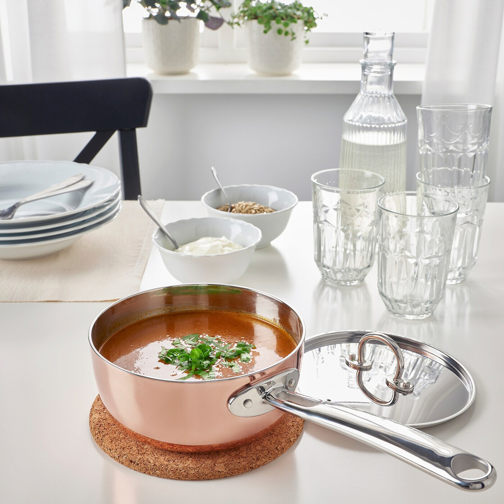 Кастрюля с крышкой IKEA FINMAT (ФИНМАТ), Нержавеющая сталь, Медь, 1,5 л
