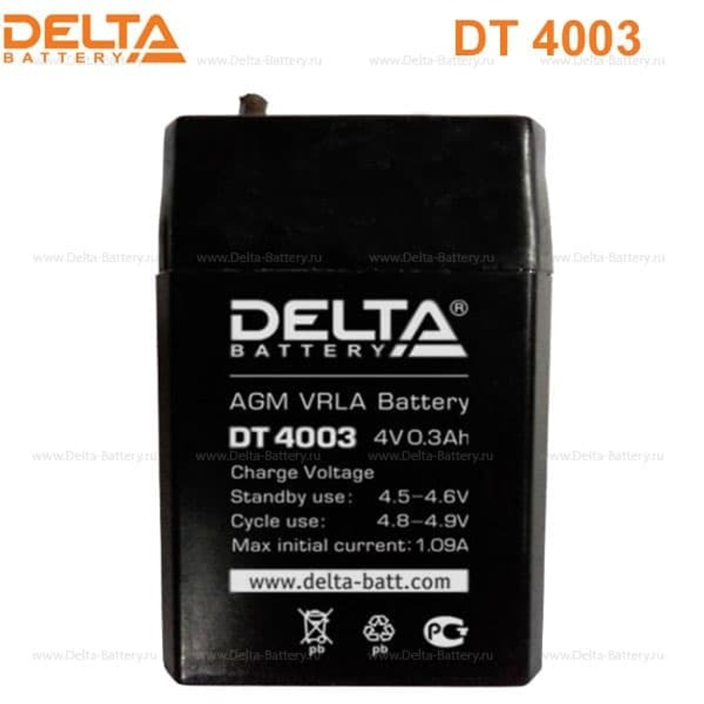 Аккумуляторная батарея Delta DT 4003 (4V / 0.3Ah)