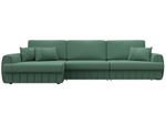 Диван угловой Лига-057 НПБ Лонг угол левый, Амур 11 зеленый, Рогожка, 129296L