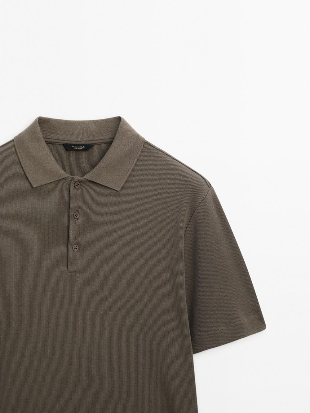 Massimo Dutti Футболка-поло с короткими рукавами, серовато-зеленый