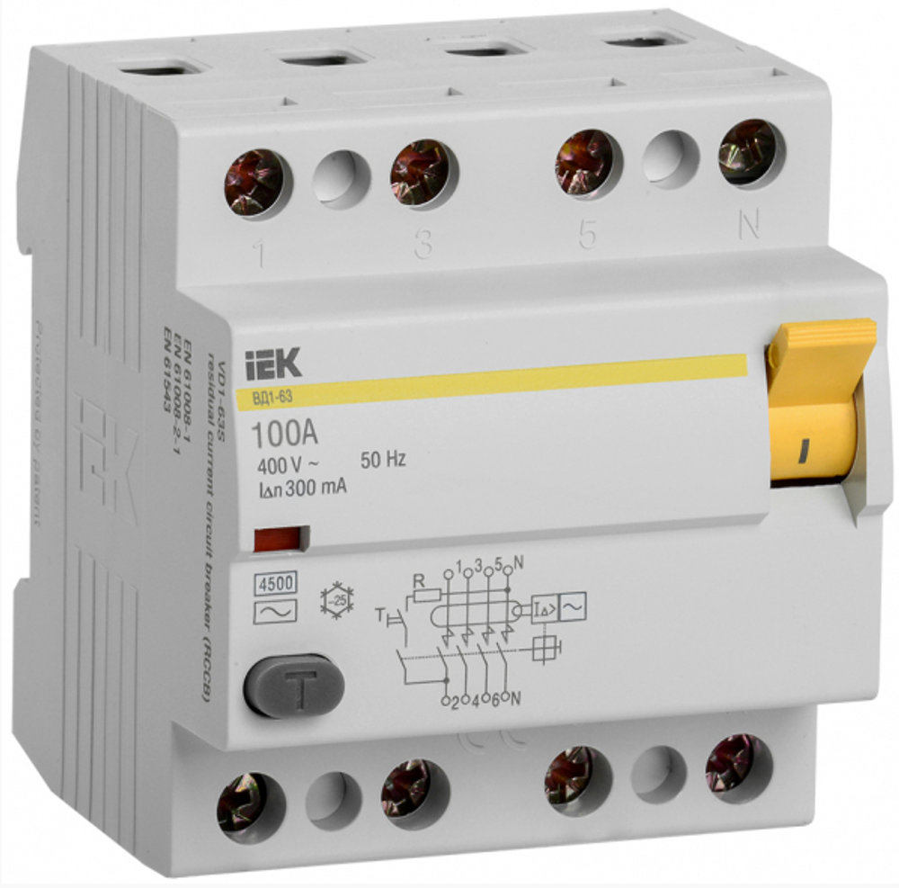 УЗО 4P 100A 300мА 4,5кА AC ВД1-63 IEK