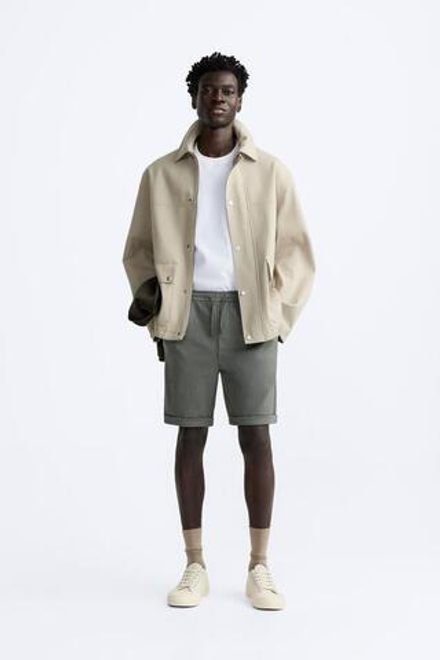 ZARA ШОРТЫ КОМФОРТНОЙ ПОСАДКИ, ОЛИВКОВЫЙ