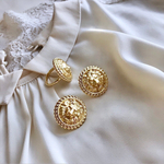 Серьги-пусеты львы матовое золото 1013