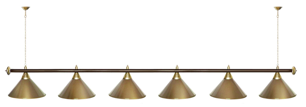 Лампа STARTBILLIARDS 6 пл. (плафоны зеленые,штанга зеленая,фурнитура золото)