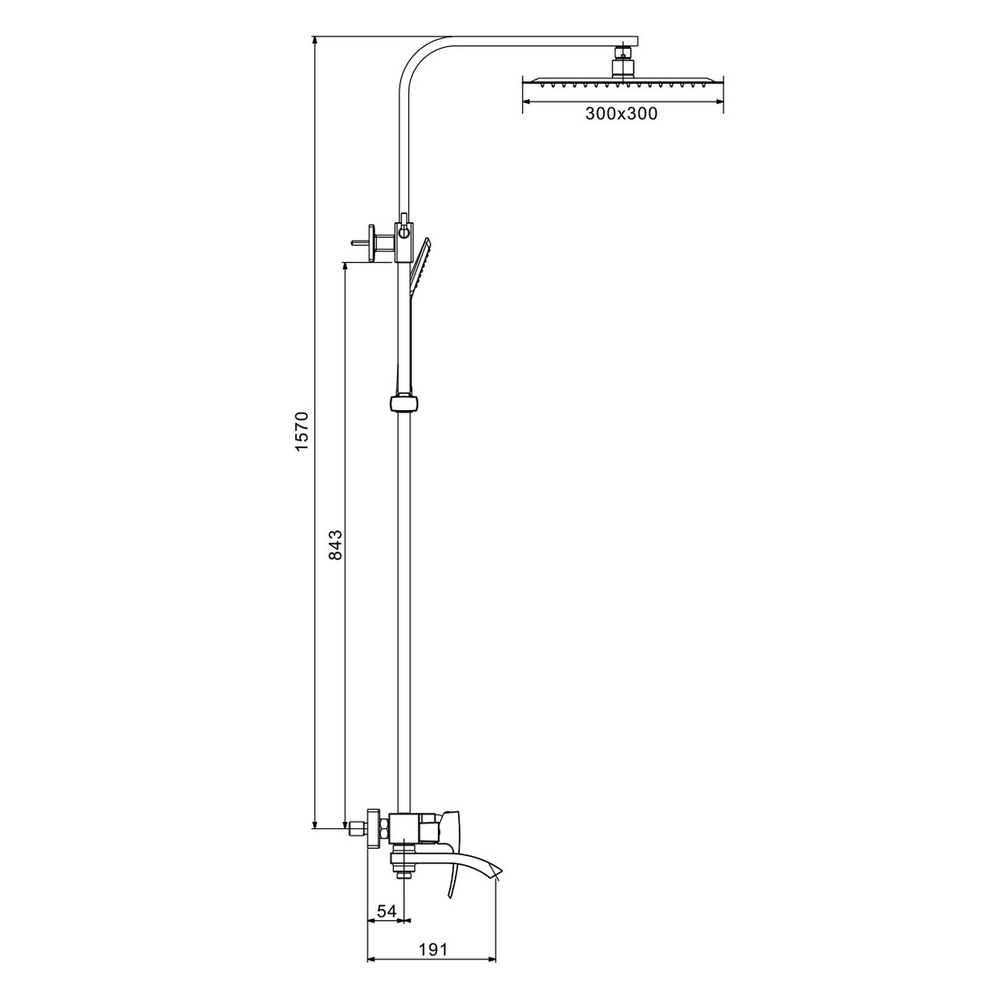 Душевая система 35к G2407 GAPPO лейка "Тропический душ" ХРОМ